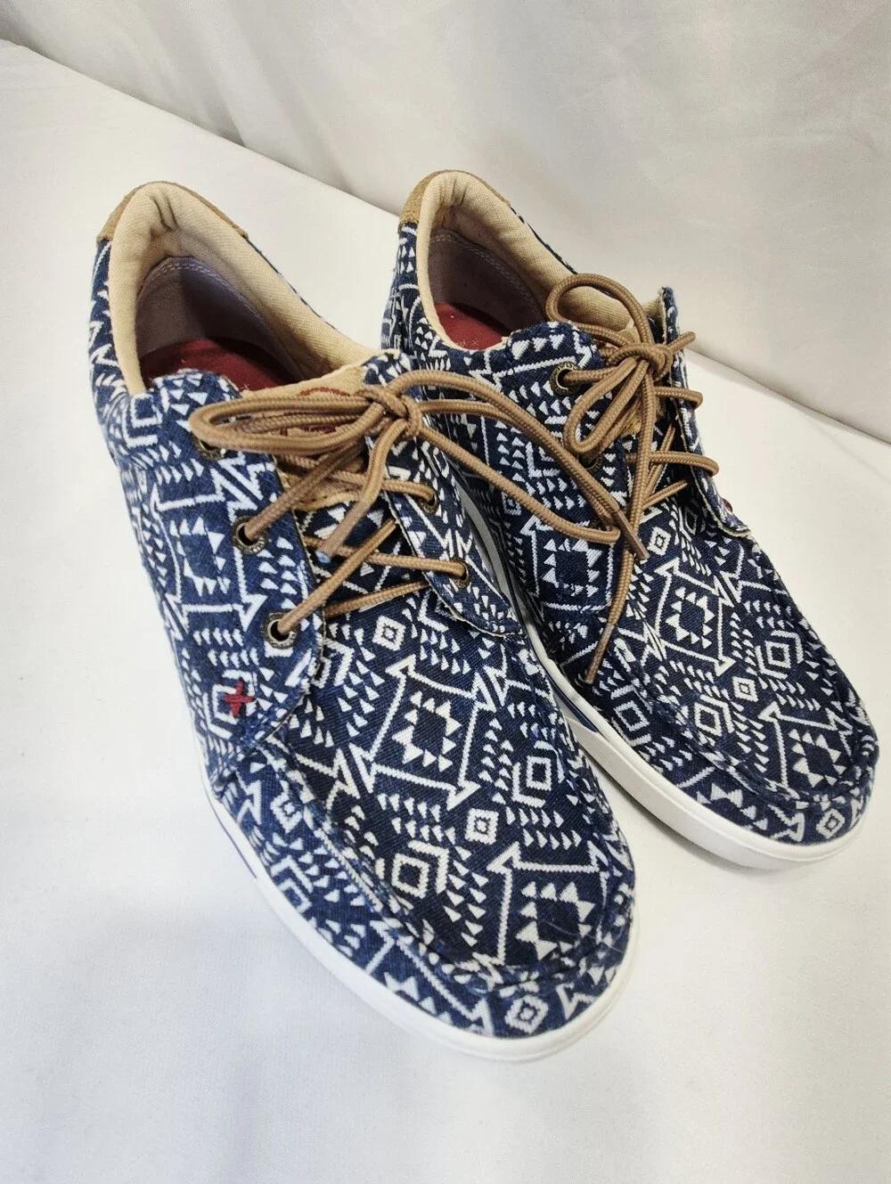 Twisted X Men's 9 Southwestern HOOey Loper Sneakers Moc Toe WHYC006 Blue White
